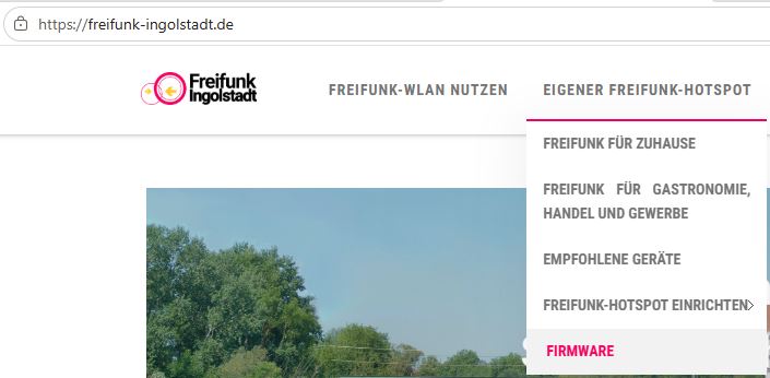 Menüpunkt Firmware Download auf Freifunk Ingolstadt